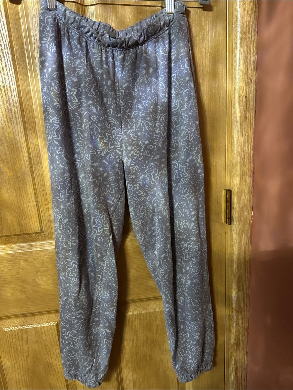 Women's Floral Print Elastic Waist Joggers - Gray - Picture 3 of 3